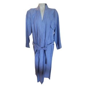 Stafford Blue NEW Cotton Robe Belted Waist One Size athleisure comfort sleepwear